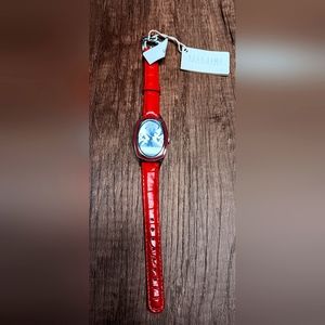 Elle time red watch leather women